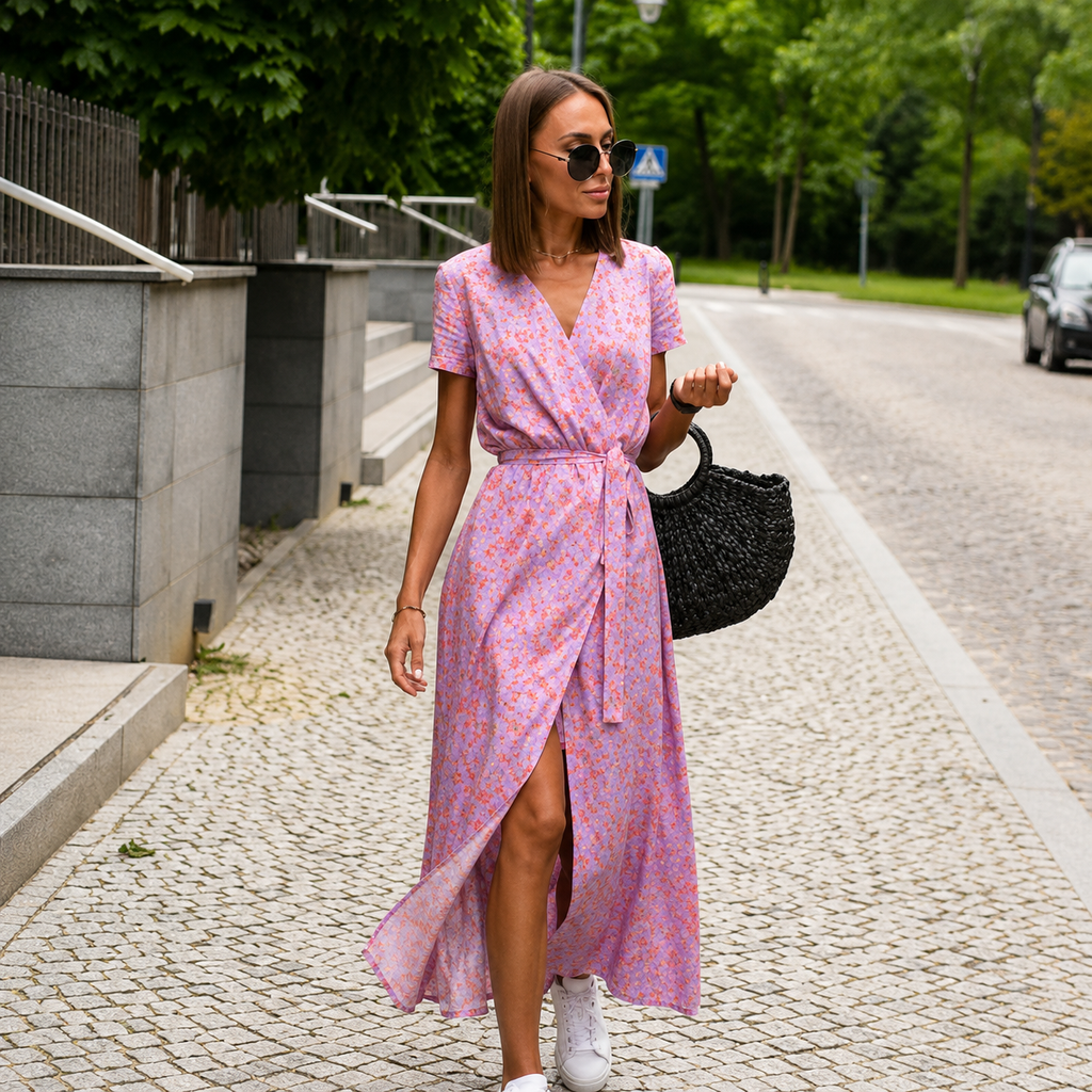 Lila Bloom Wrap Maxi Jurk