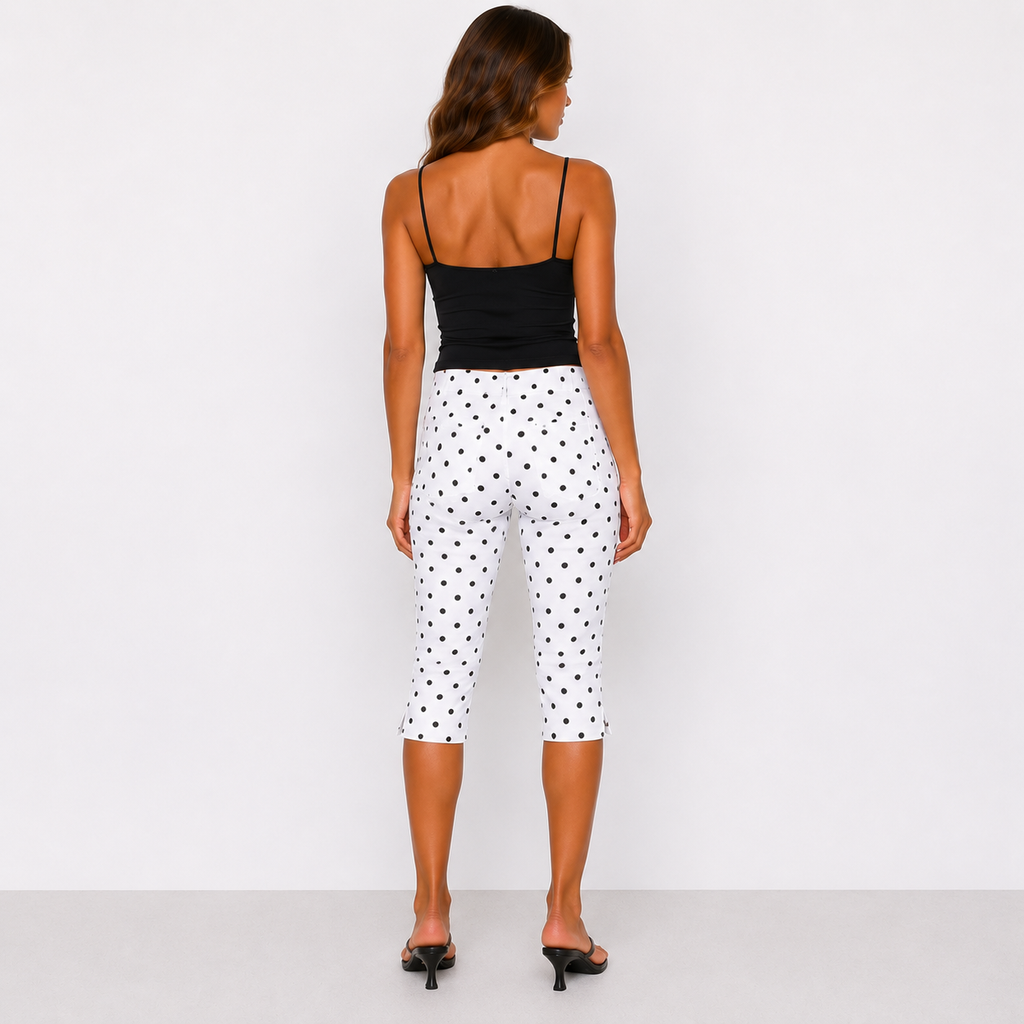 Luna Polka Dot Capri Broek – Wit